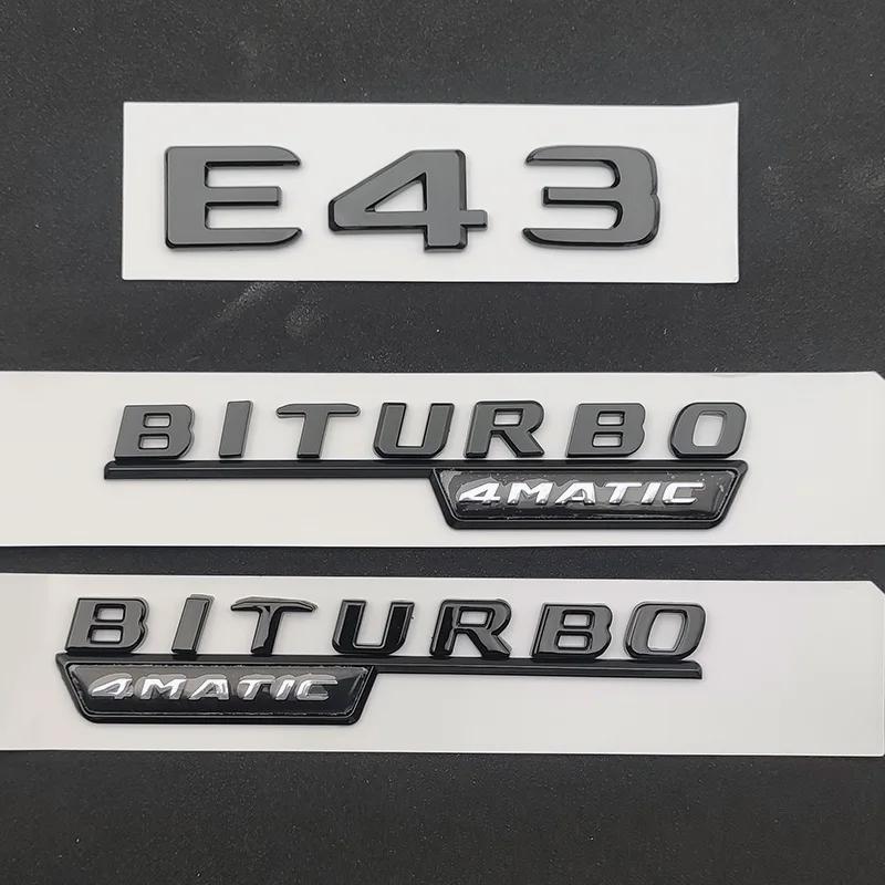 자동차 트렁크 배지 스티커, 후면 별 로고 E 43 BITURBO 4MATIC 엠블럼, 메르세데스 E43 AMG W213 W212 액세서리, 3D ABS 크롬 블랙